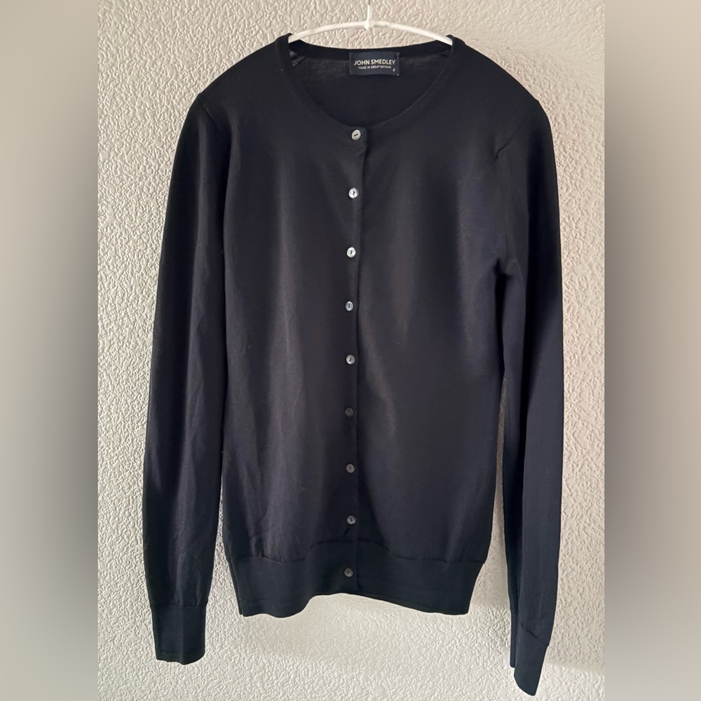 John Smedley - Black Merino Wool Cardigan - S